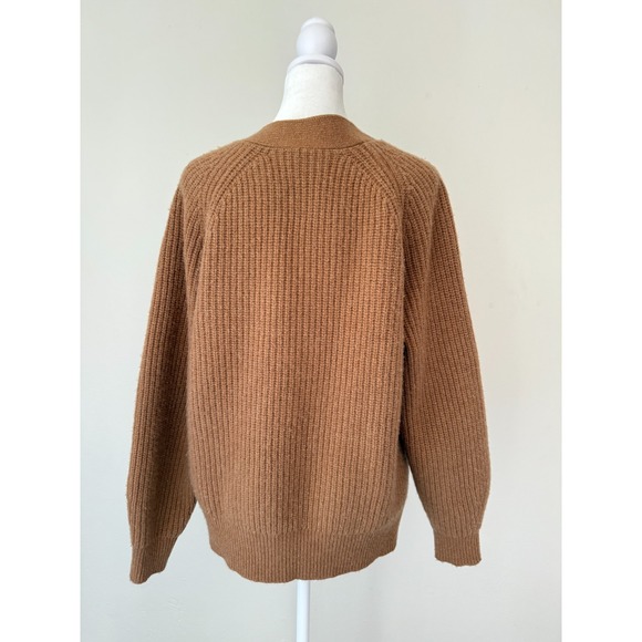 Everlane S Camel Brown Wool Blend Oversized Cardigan Sweater Button Front Cozy - Picture 3 of 12